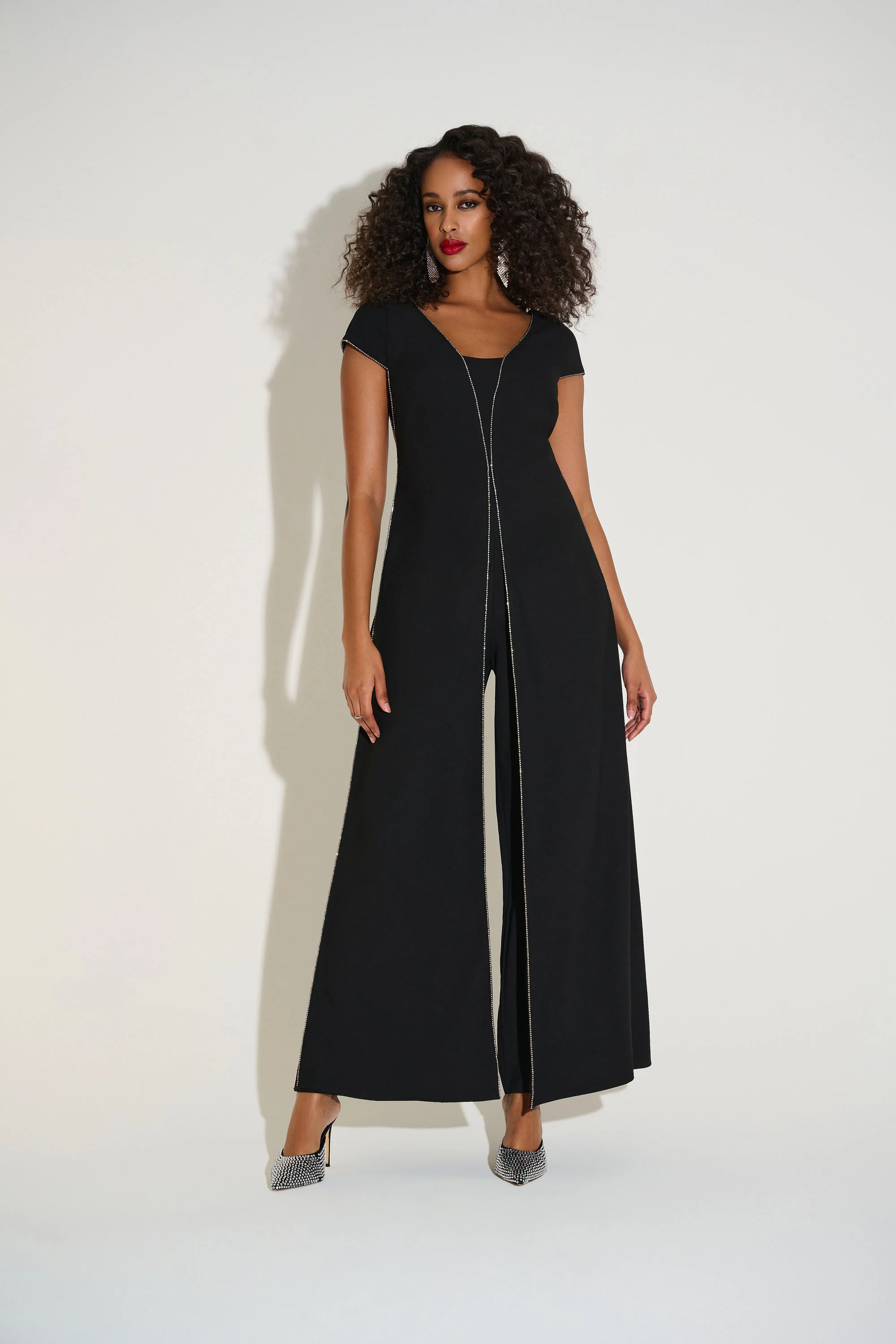 Joseph Ribkoff Wide Leg Jumpsuit with Rhinestone Detail Style 253757 - Image 3