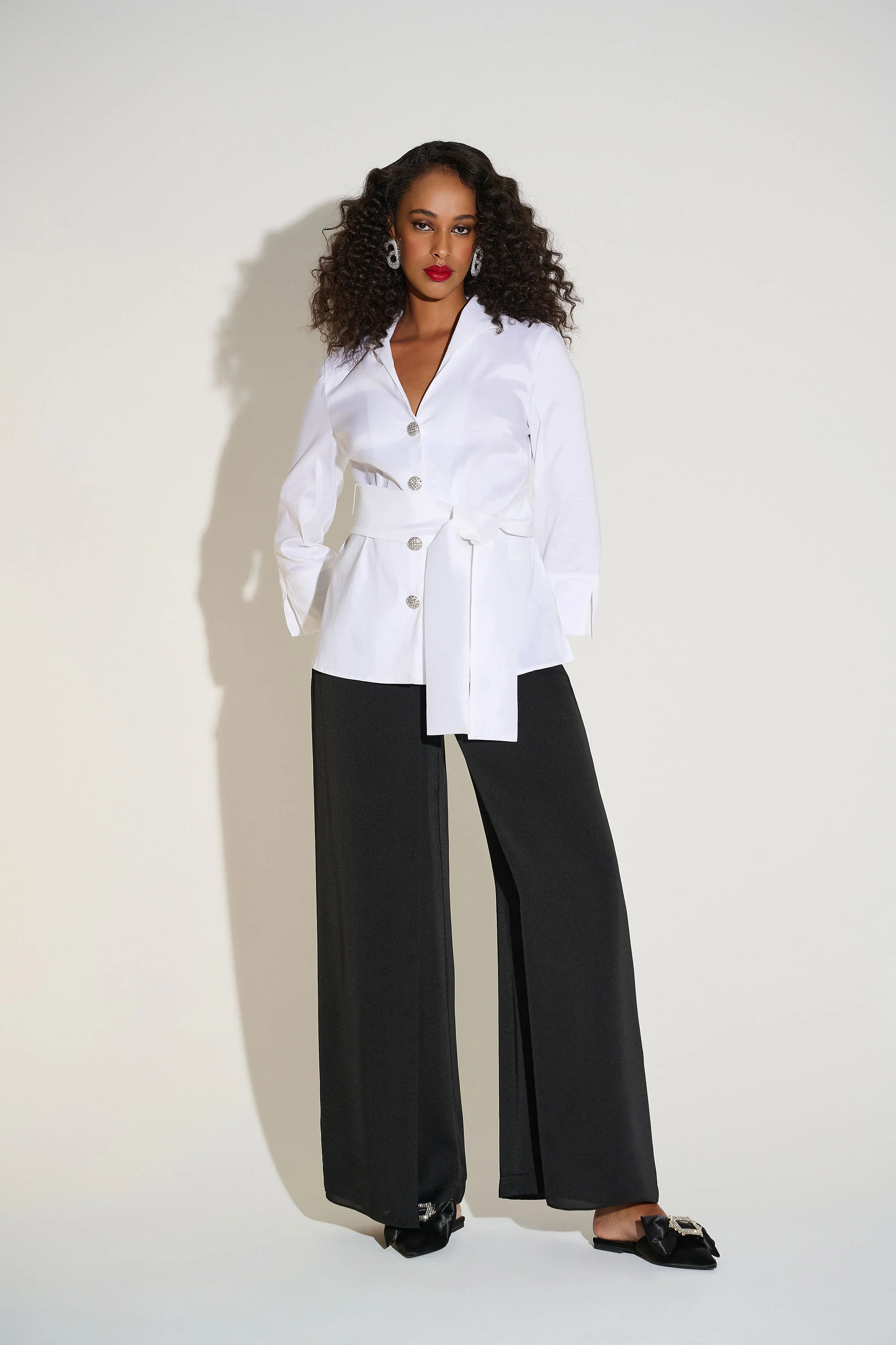 Joseph Ribkoff Wide Leg Pants with Front Overlay Style 253788 - Image 4