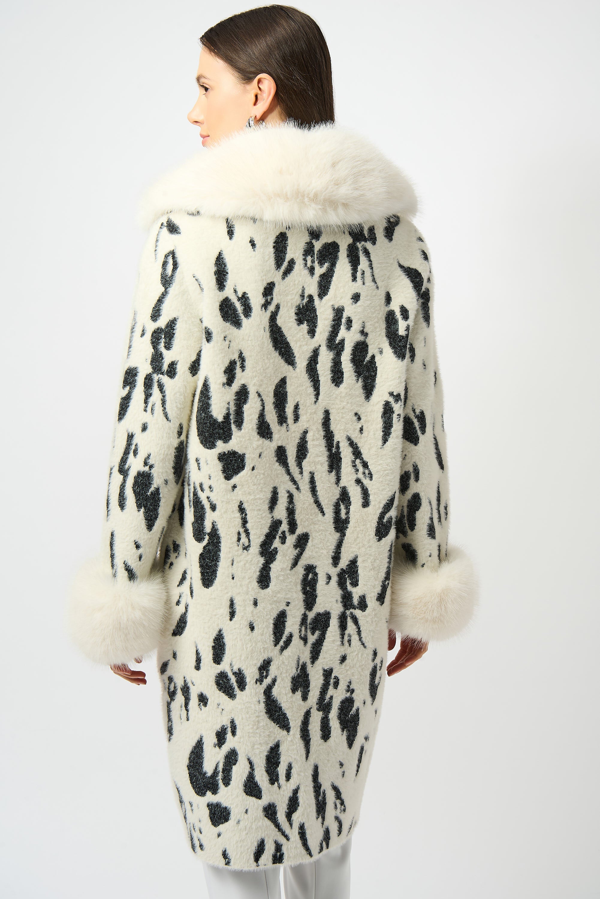 Joseph Ribkoff Animal Print Coat with Faux Fur Trim Style 253904 - Image 3