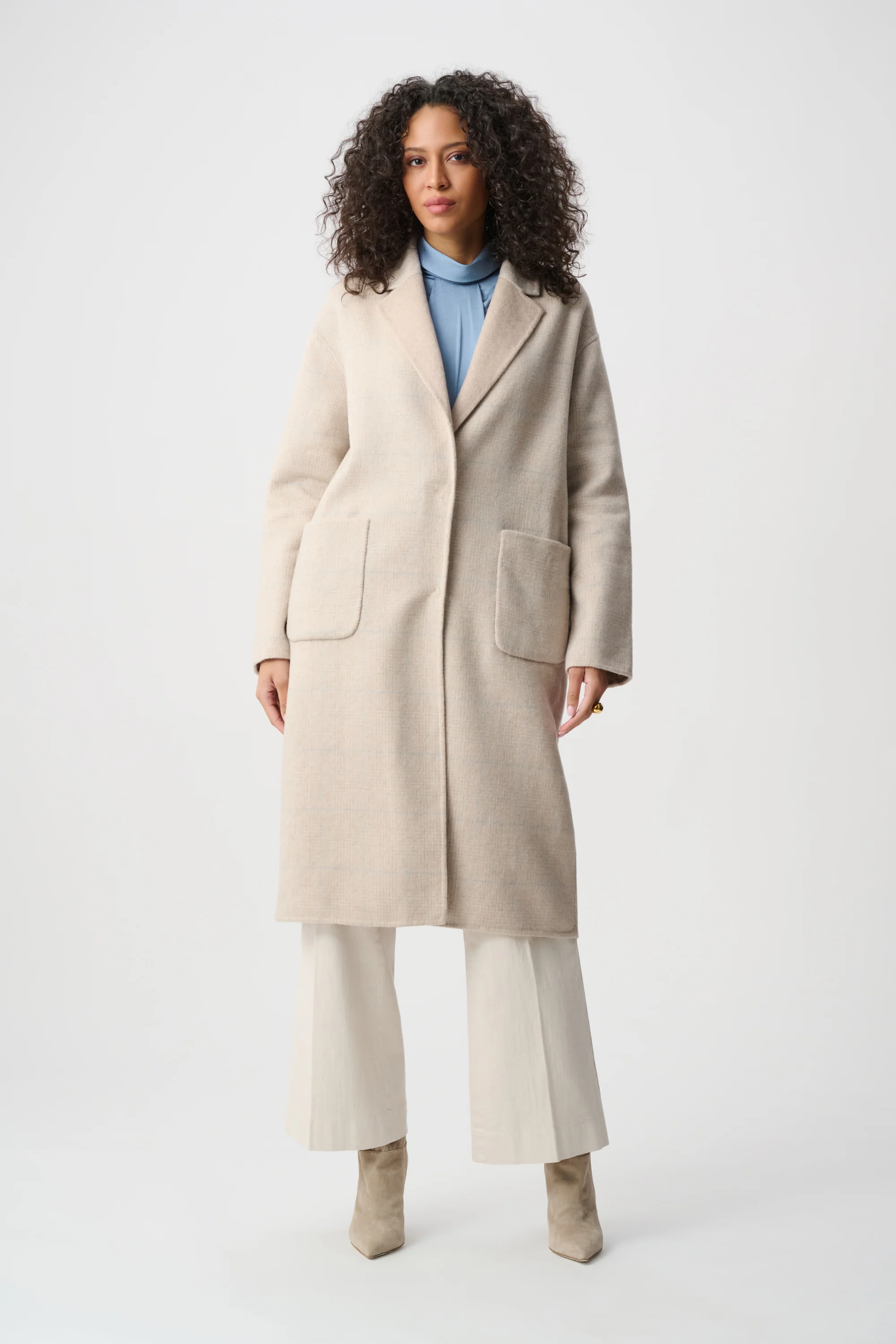 Joseph Ribkoff Wool Blend Plaid Reversible Boxy Coat Style 263913 - Image 5