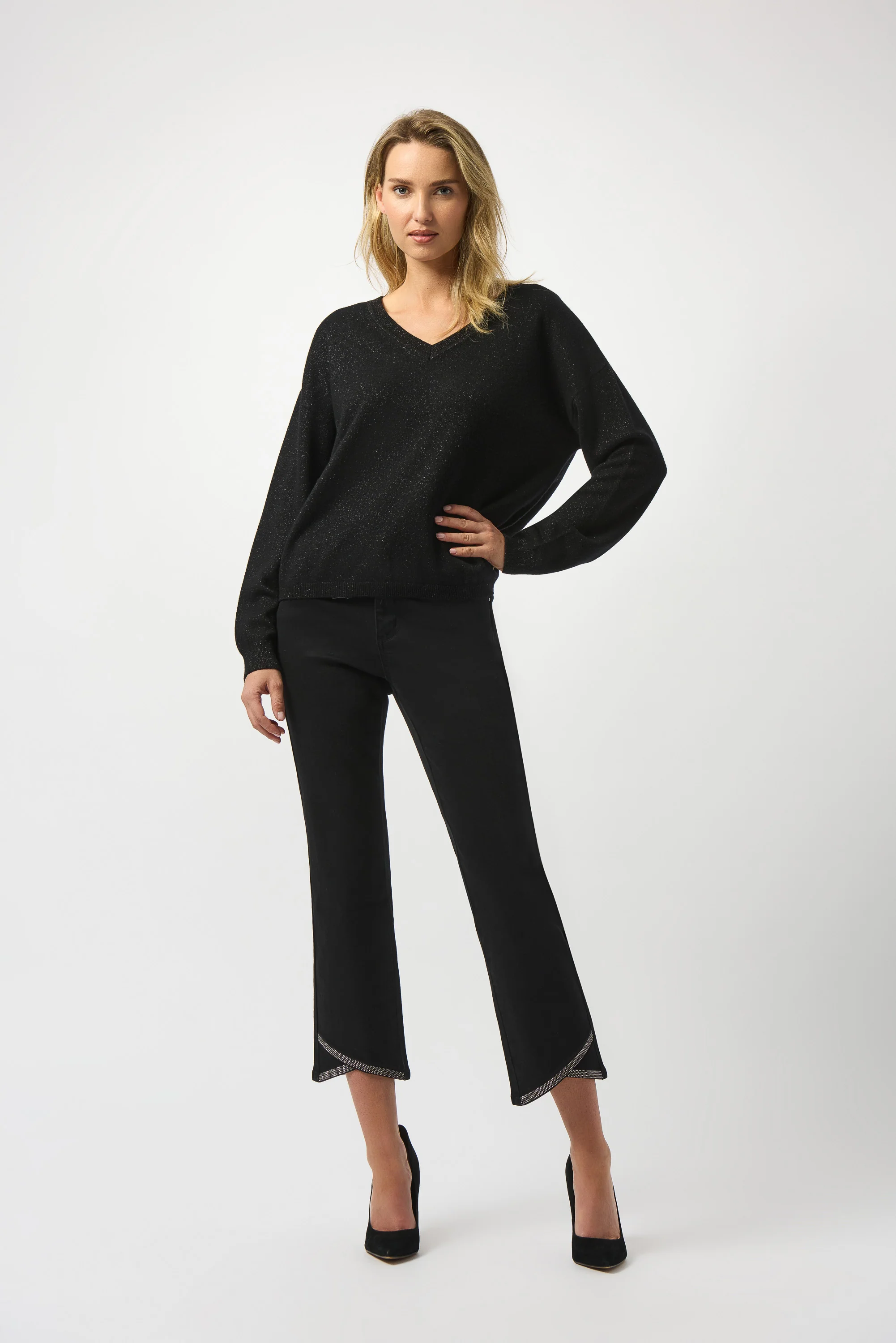 Joseph Ribkoff Wool Blend V-Neck Boxy Sweater Style 253967 - Image 2