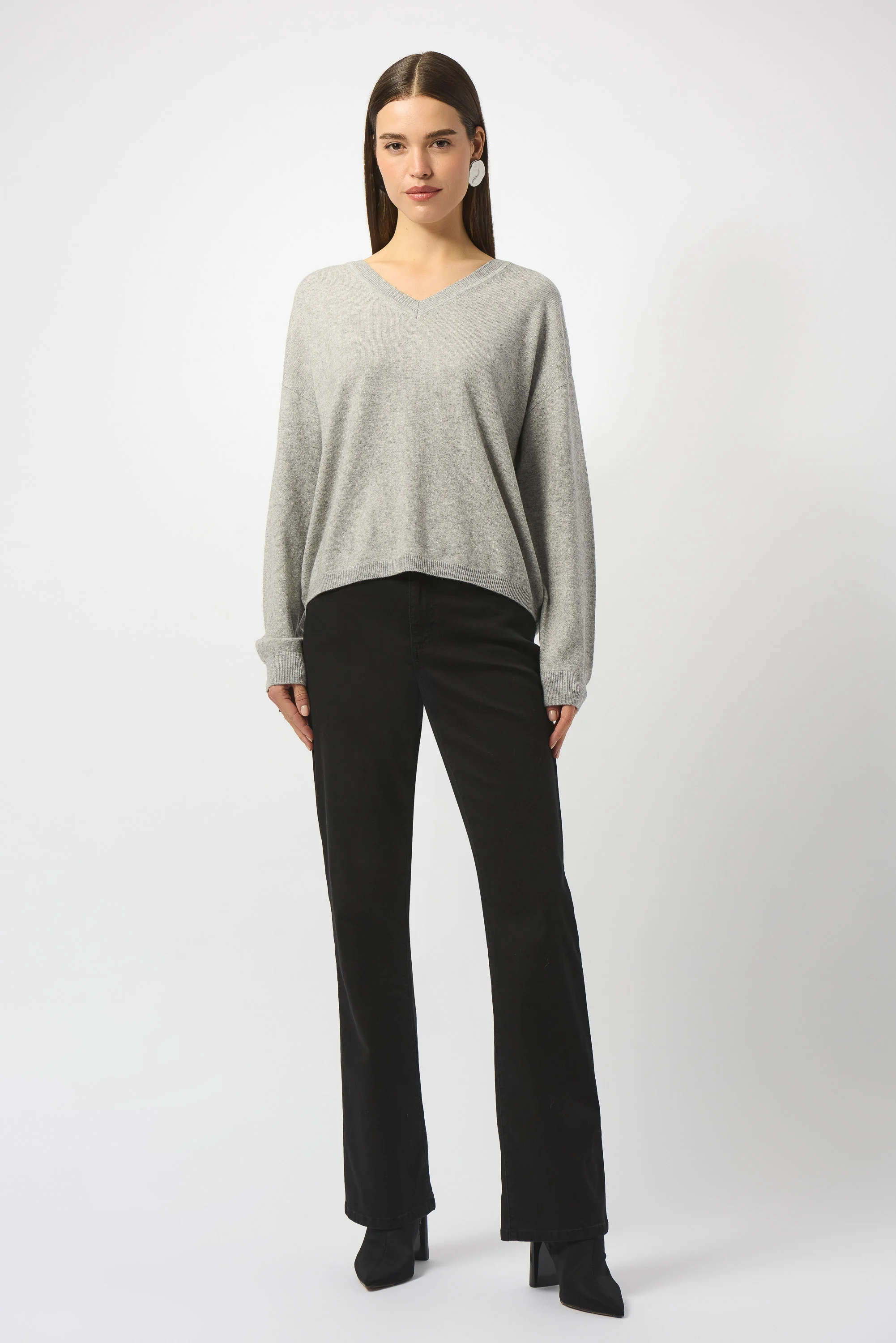 Joseph Ribkoff Wool Blend V-Neck Boxy Sweater Style 253967 - Image 5