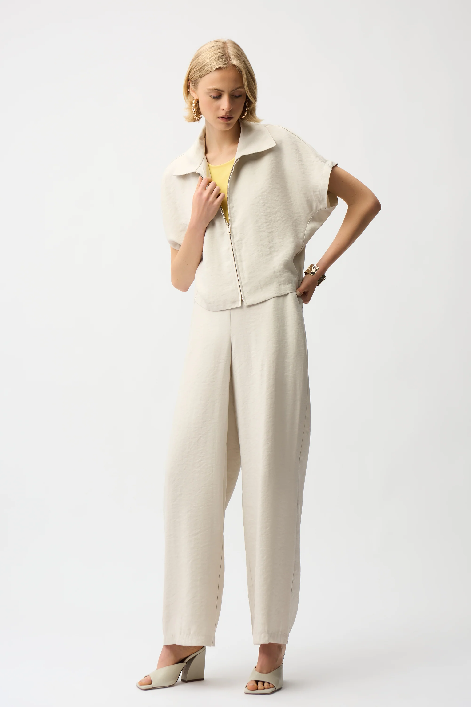 Joseph Ribkoff Woven Boxy Jacket With Zipper Front Style 261237 - Image 2