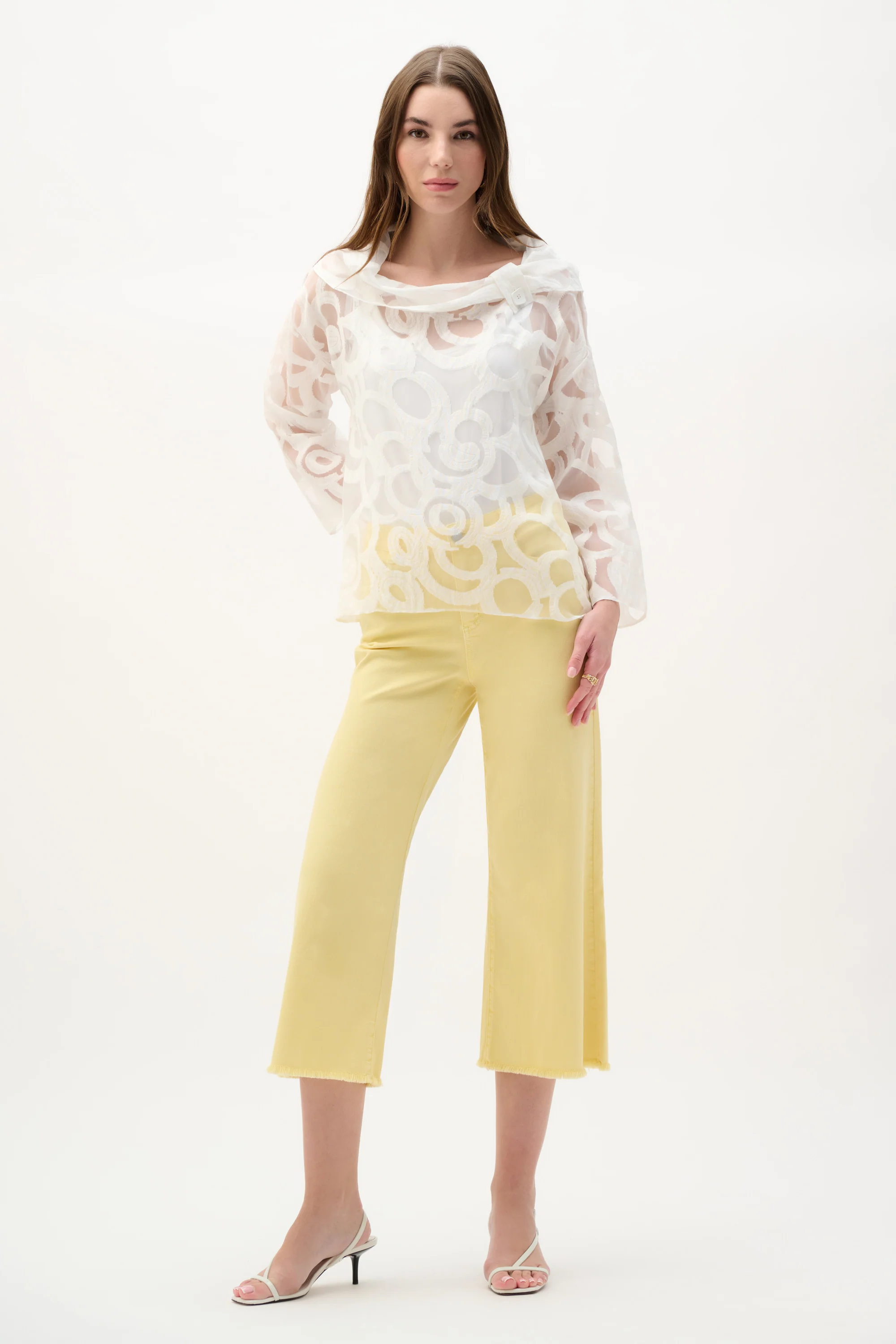 Joseph Ribkoff Woven Boxy Top With Cowl Neck Style 262020 - Image 2