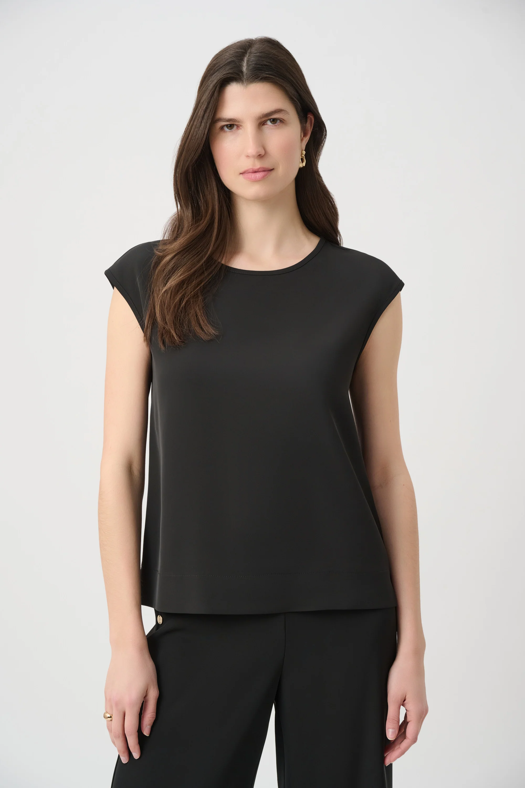Joseph Ribkoff Woven Twill Boxy Top With Side Slits Style 261122
