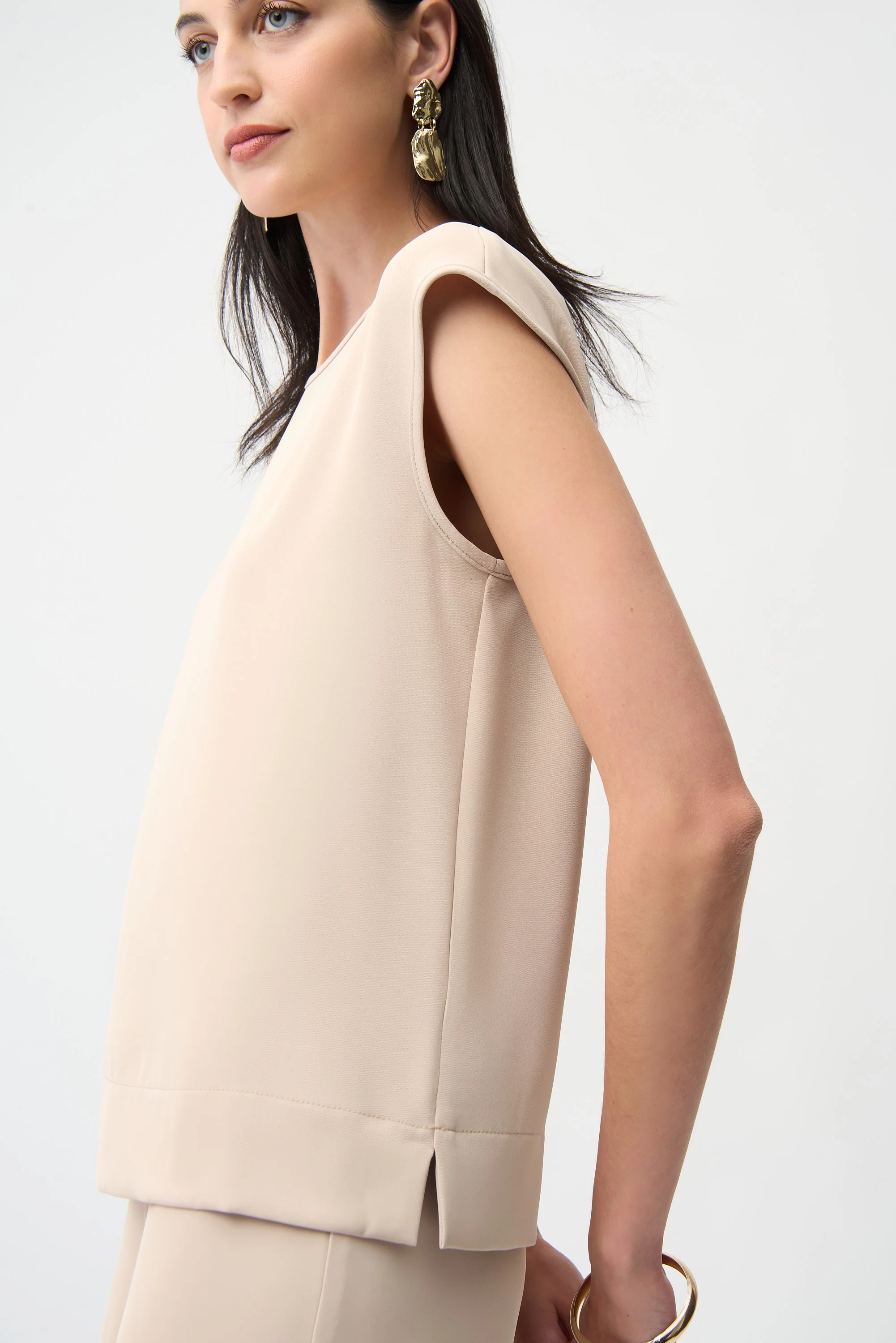Joseph Ribkoff Woven Twill Boxy Top With Side Slits Style 261122 - Image 5