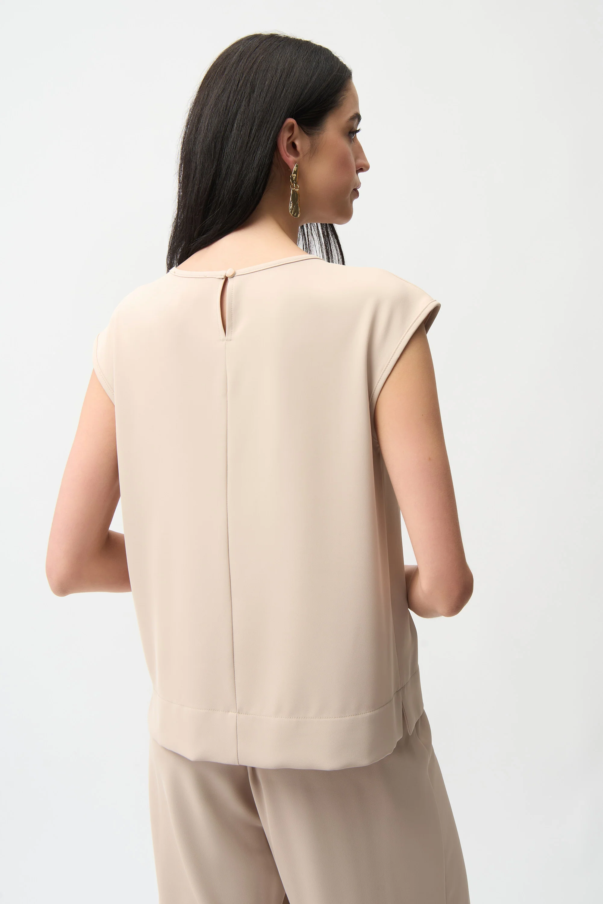 Joseph Ribkoff Woven Twill Boxy Top With Side Slits Style 261122 - Image 6