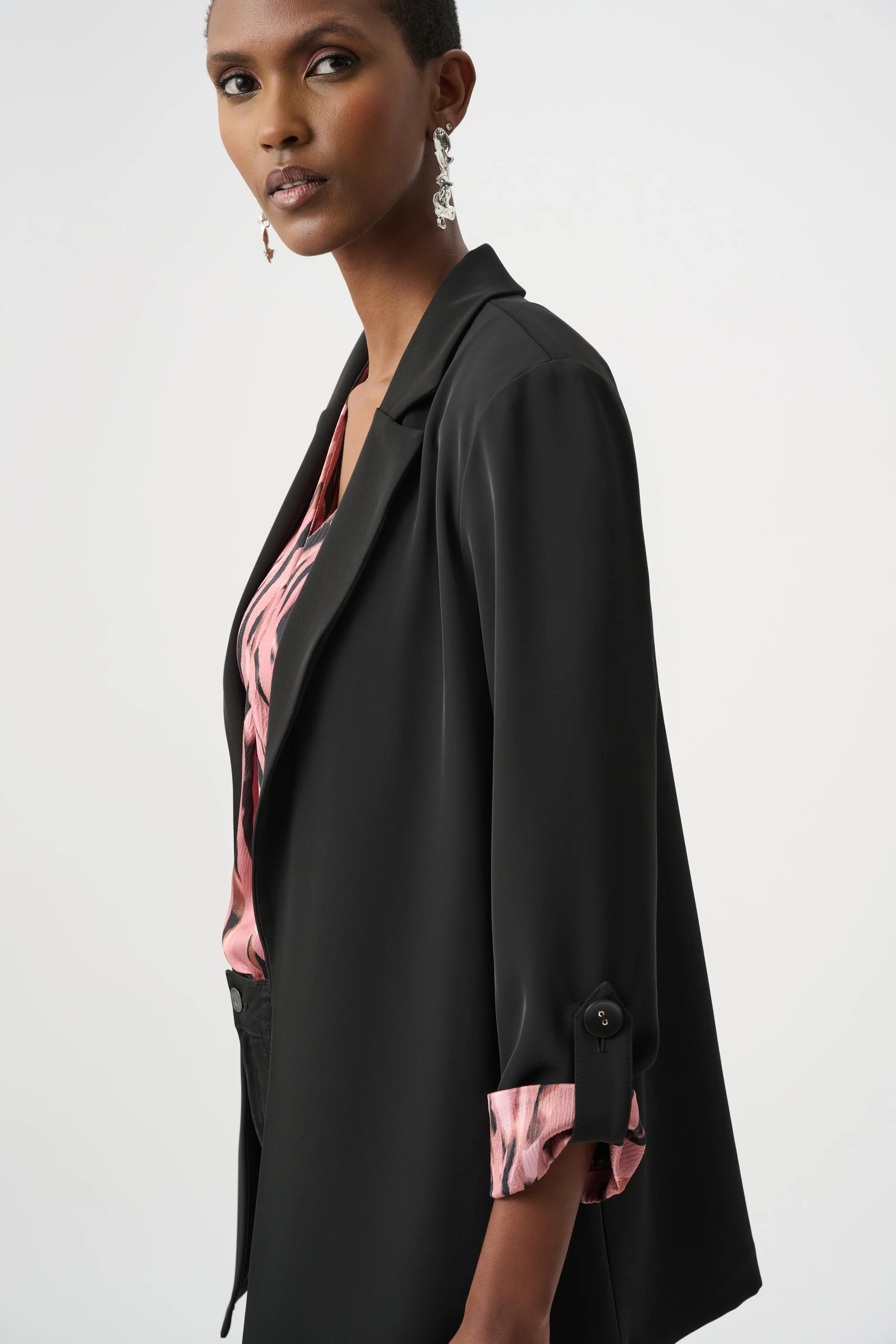 Joseph Ribkoff Woven Twill Printed Cuffs Blazer Style 263014 - Image 4