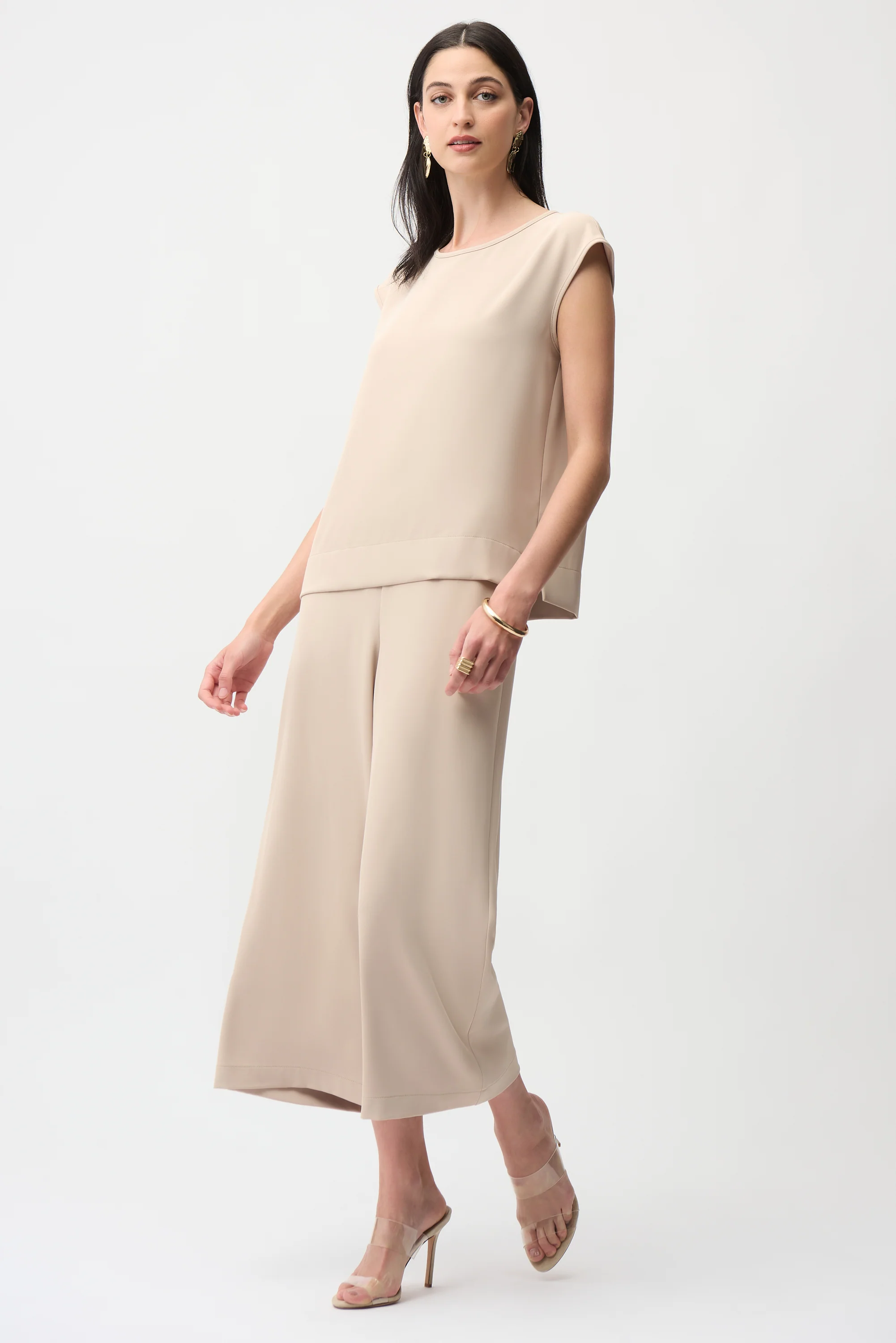 Joseph Ribkoff Woven Twill Pull-On Culotte Pants Style 261121 - Image 2