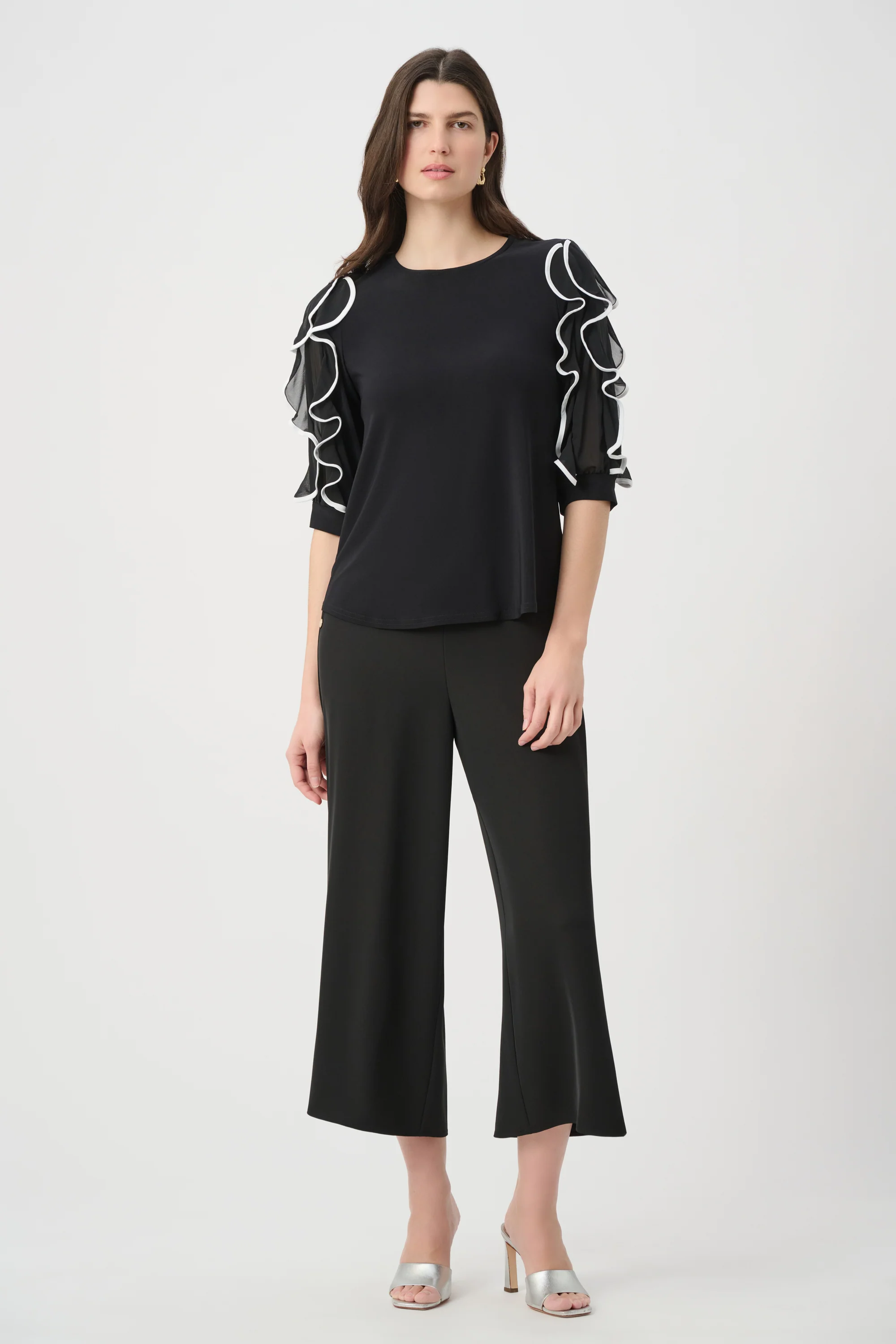 Joseph Ribkoff Woven Twill Pull-On Culotte Pants Style 261121 - Image 6