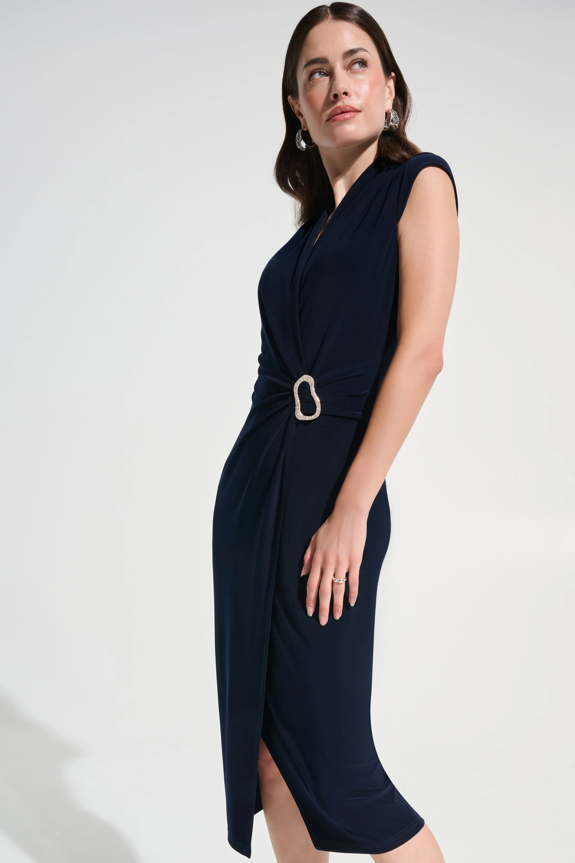 Joseph Ribkoff Wrap Sheath Dress With Rhinestone Detail Style 262715 - Image 3