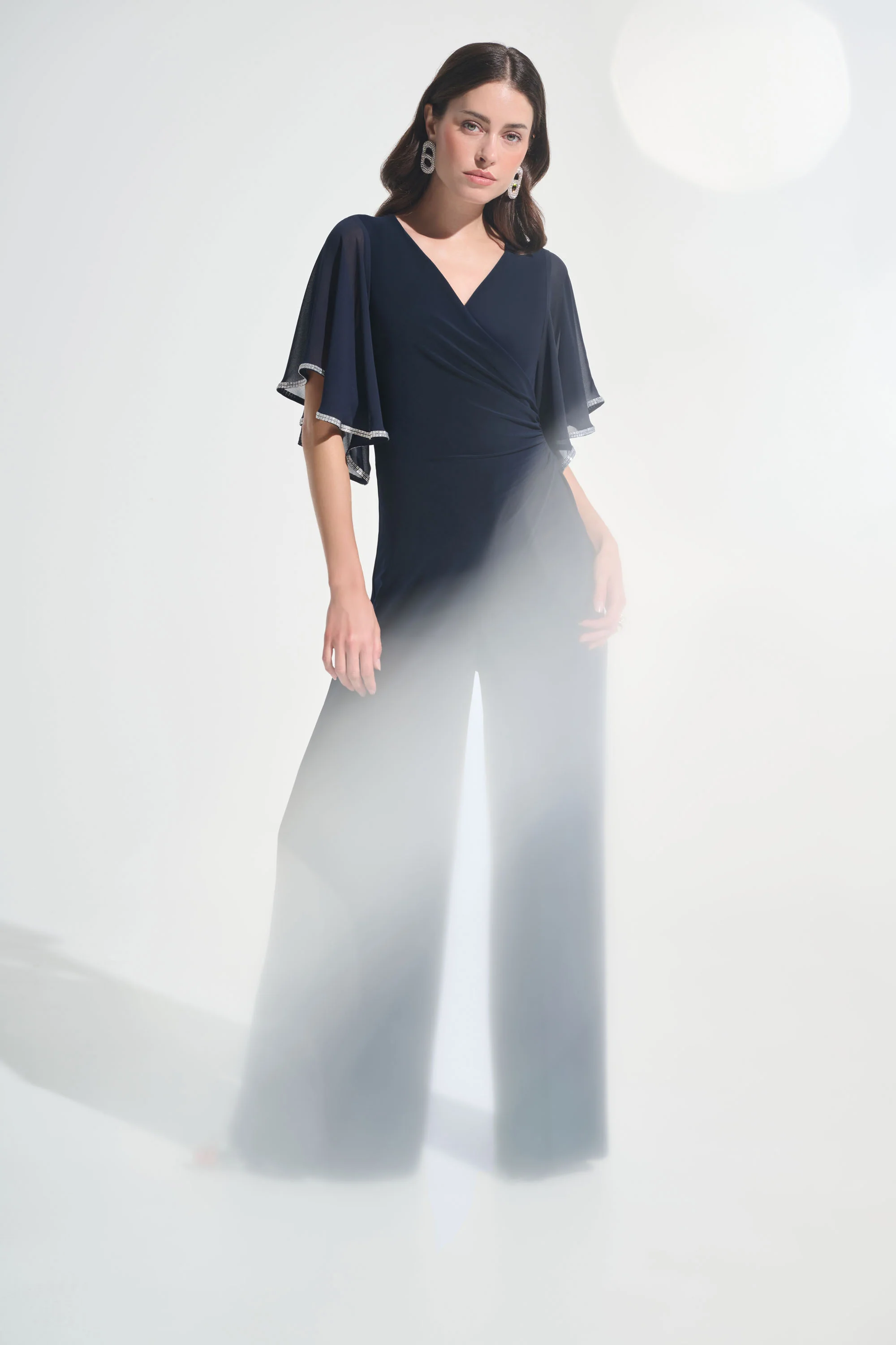 Joseph Ribkoff Wrap Wide Leg Jumpsuit With Rhinestone Trim Style 262716 - Image 5
