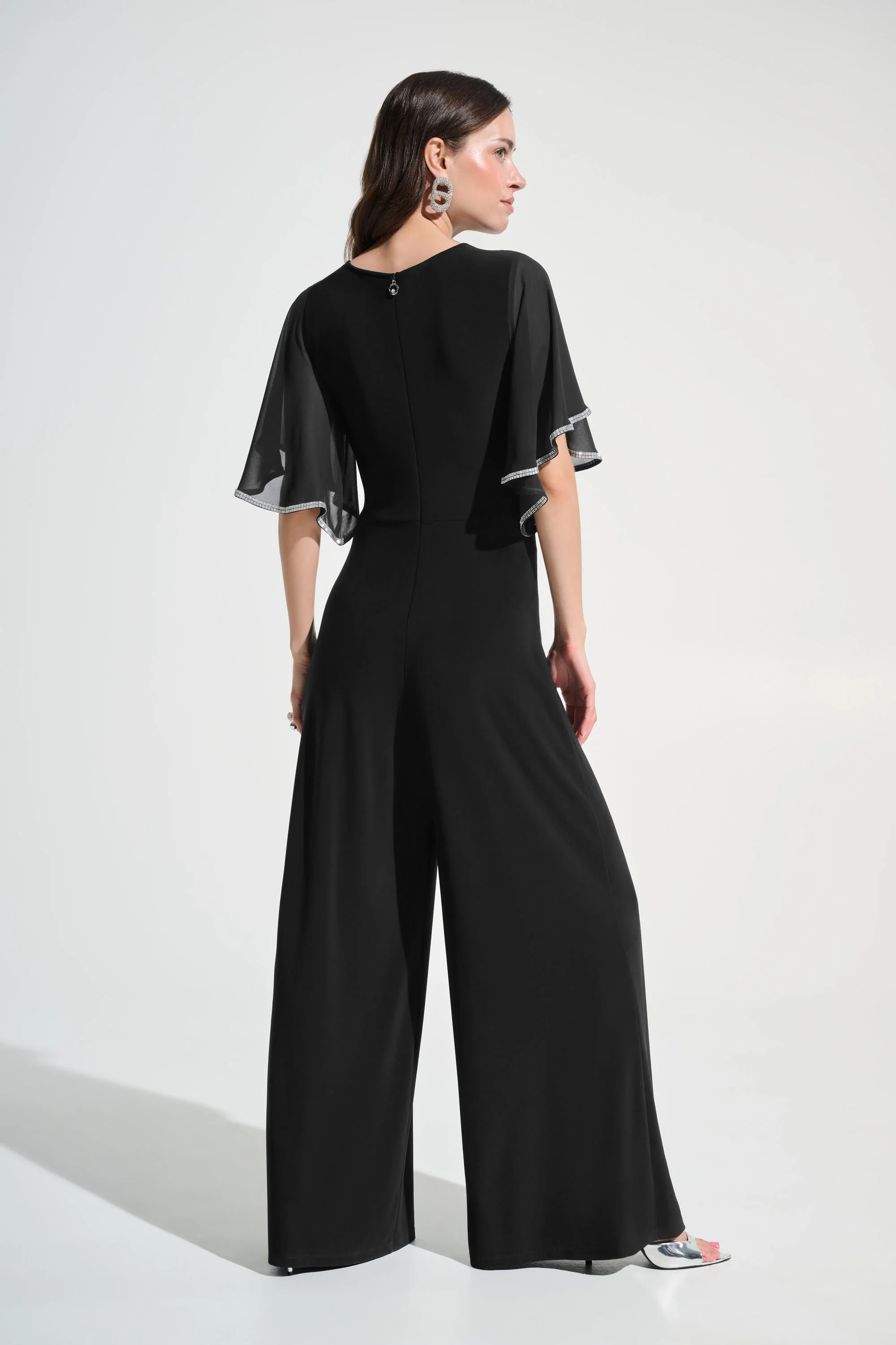 Joseph Ribkoff Wrap Wide Leg Jumpsuit With Rhinestone Trim Style 262716 - Image 8