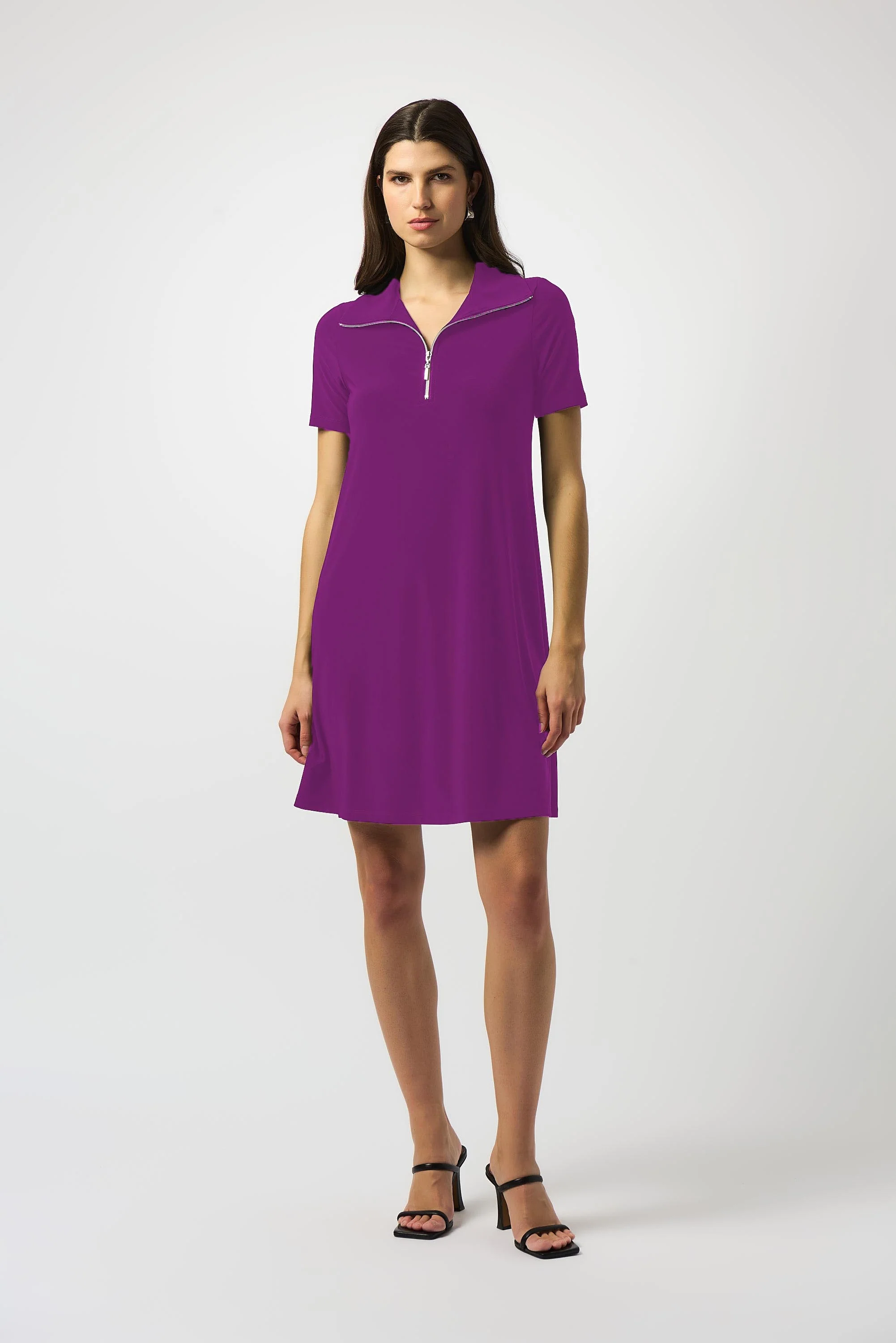Joseph Ribkoff Zipped Collar Trapeze Dress Style 251145 - Image 11