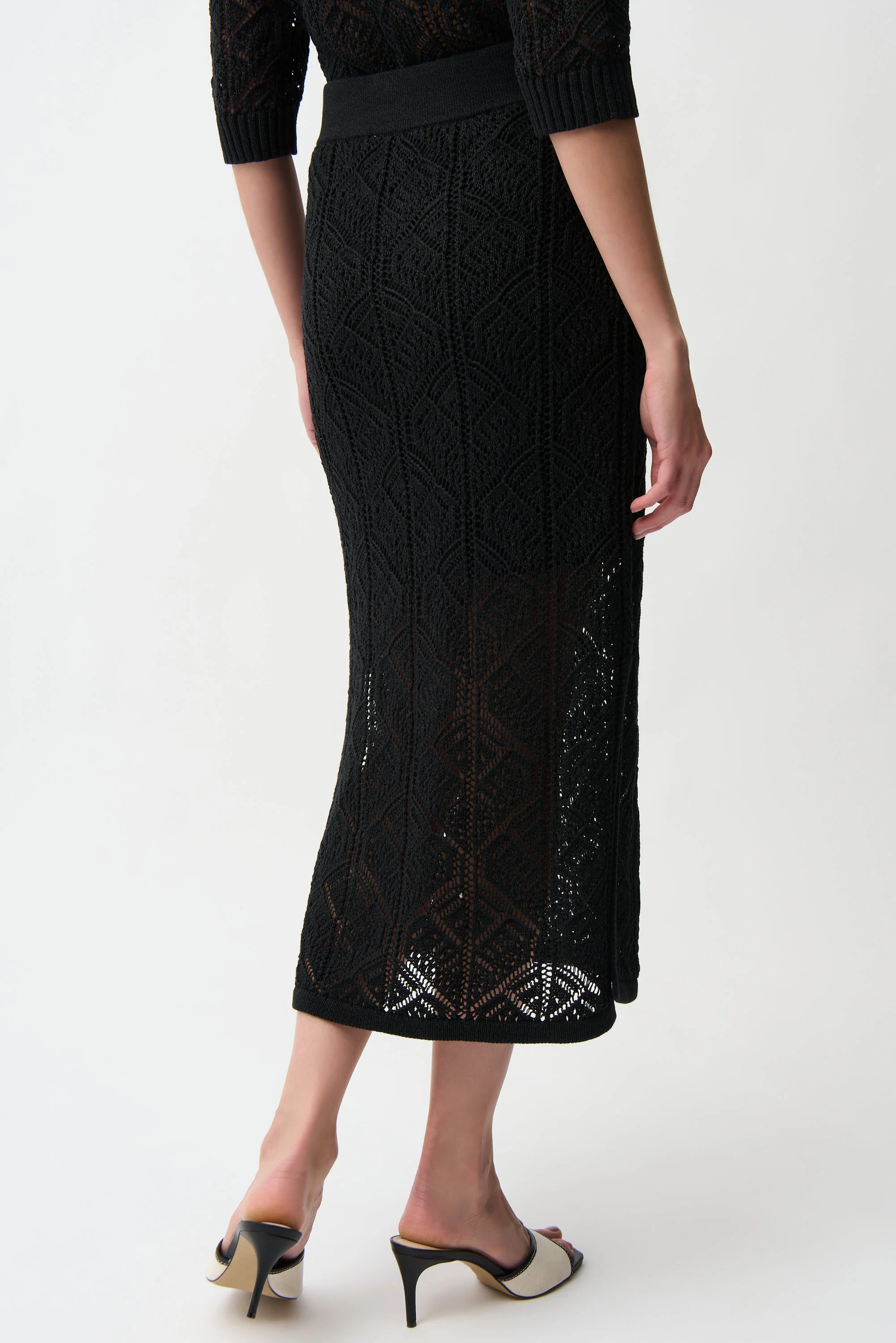Joseph Ribkoff Cotton Blend Open Stitch Pencil Skirt Style 261928 - Image 3