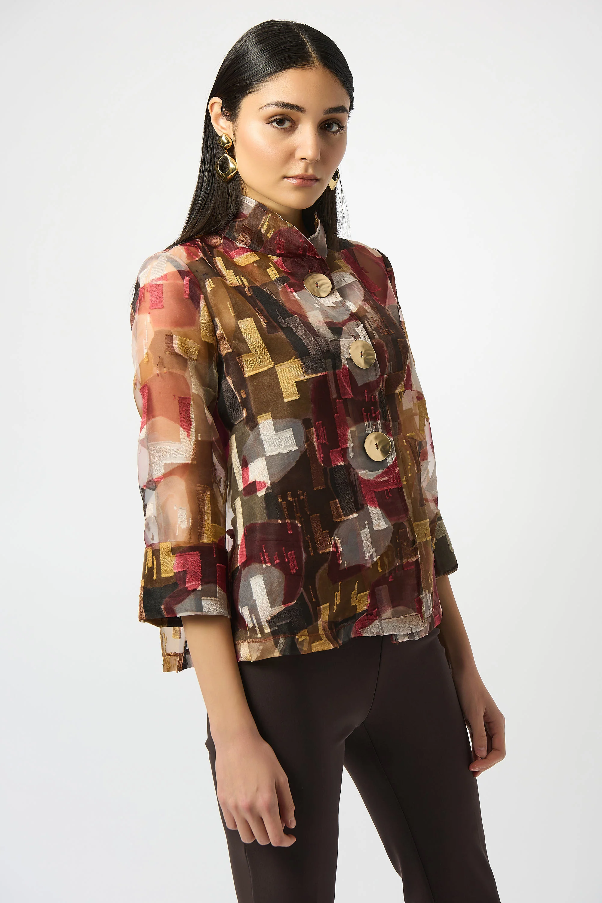 Joseph Ribkoff Abstract Print Two-Piece Trapeze Jacket Style 253163