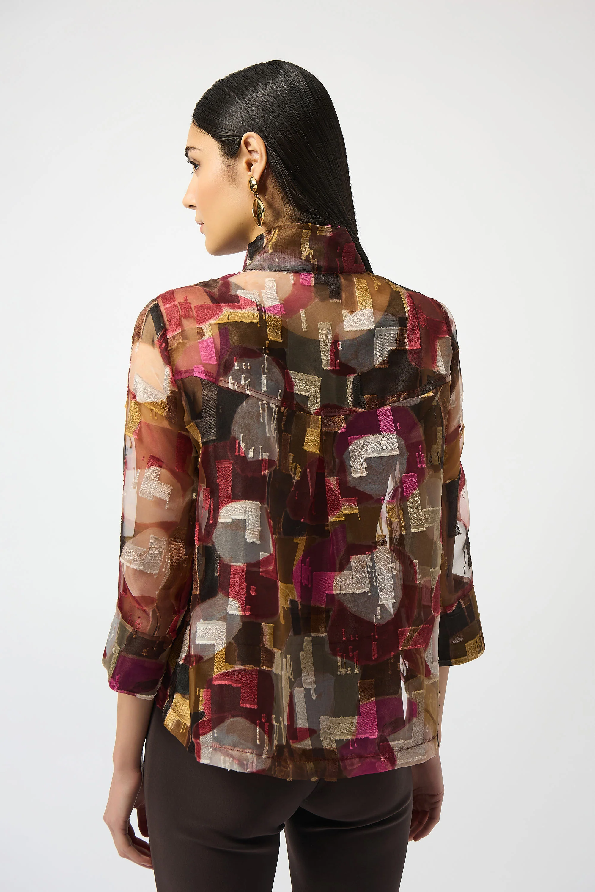 Joseph Ribkoff Abstract Print Two-Piece Trapeze Jacket Style 253163 - Image 2